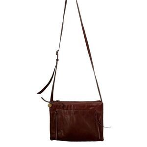 Lucky Brand Brown Leather Boho Crossbody Bag Purse